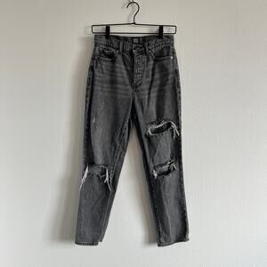 BDG Urban Outfitters High-Waisted Slim Straight Distressed Black Wash Jean 26